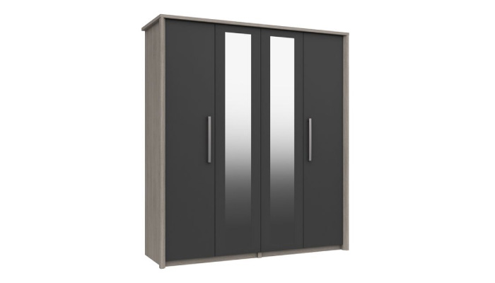 4 Door Bifold Wardrobe with 2 Mirrors