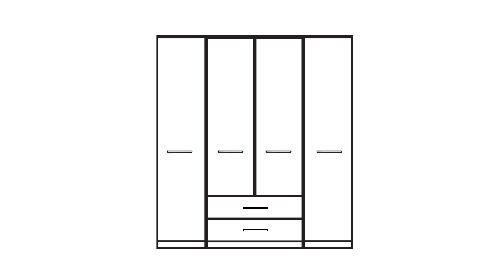 4 Door Functional unit wardrobe with Cornice