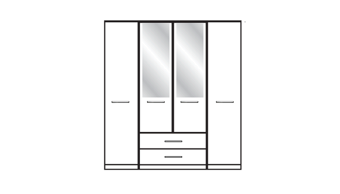 Cairns 4 Door mirrored Functional unit wardrobe with Cornice