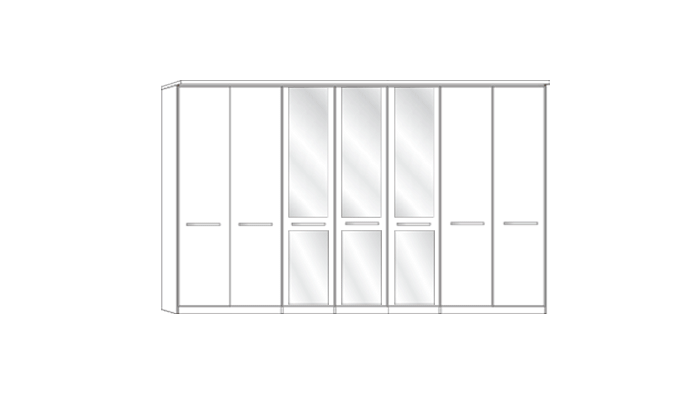 7 Door 3 mirror wardrobe with Cornice