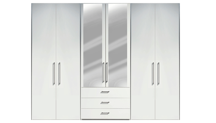 6 Door 2 Mirror Combination Wardrobe