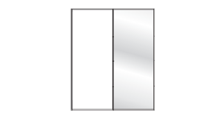 2 Door 1 Mirror RHF Sliding Wardrobe 150cm