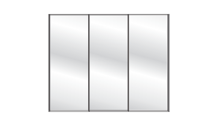 3 Door 3 Mirror Sliding Wardrobe 225cm