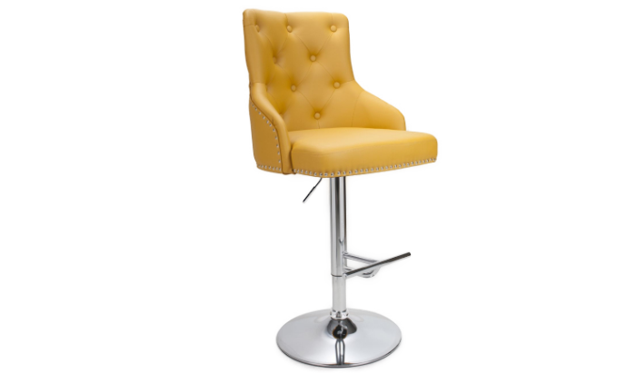 Leather Effect Yellow Bar Stool